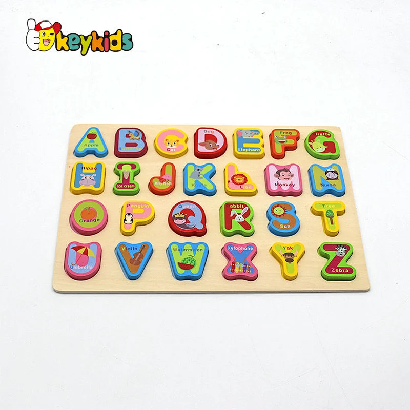 Customize educational sorting wooden alphabet matching puzzle for children W14B155