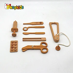 Wooden educational doctor medical pretend toy dentist kit for toddlers W10D540