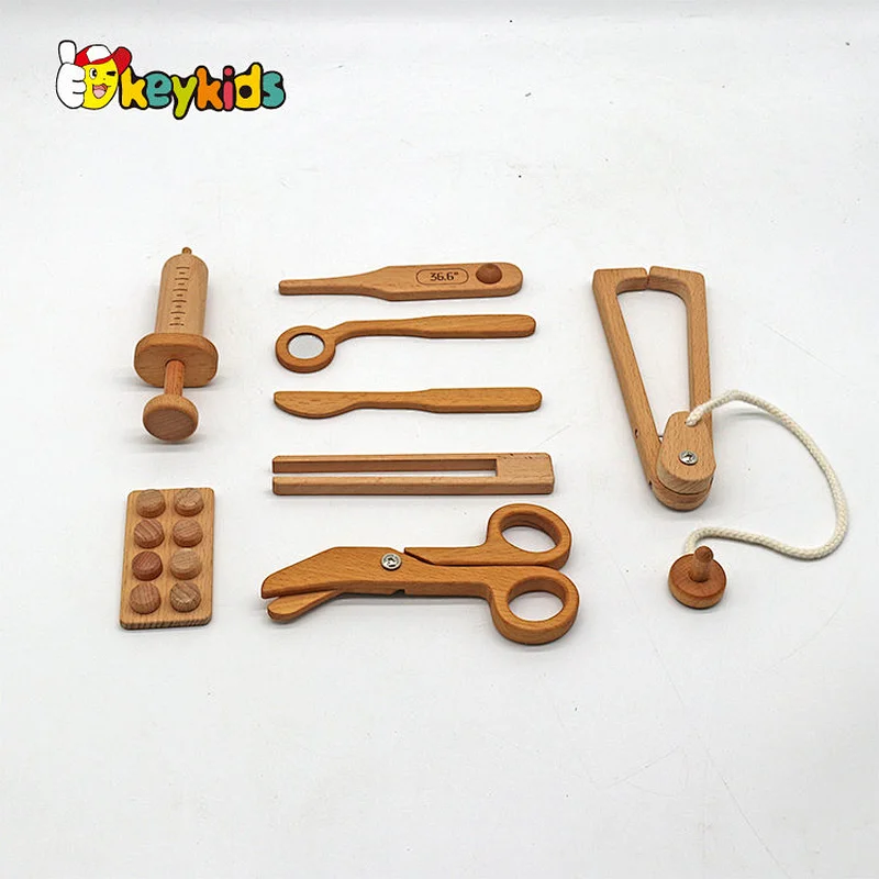 Wooden educational doctor medical pretend toy dentist kit for toddlers W10D540