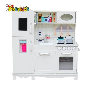 Best sale realistic play set wooden white play kitchen for children W10C409