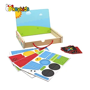 Montessori Educational Building Block Toys Wooden Colored Stacking Stones for Kids W13E238