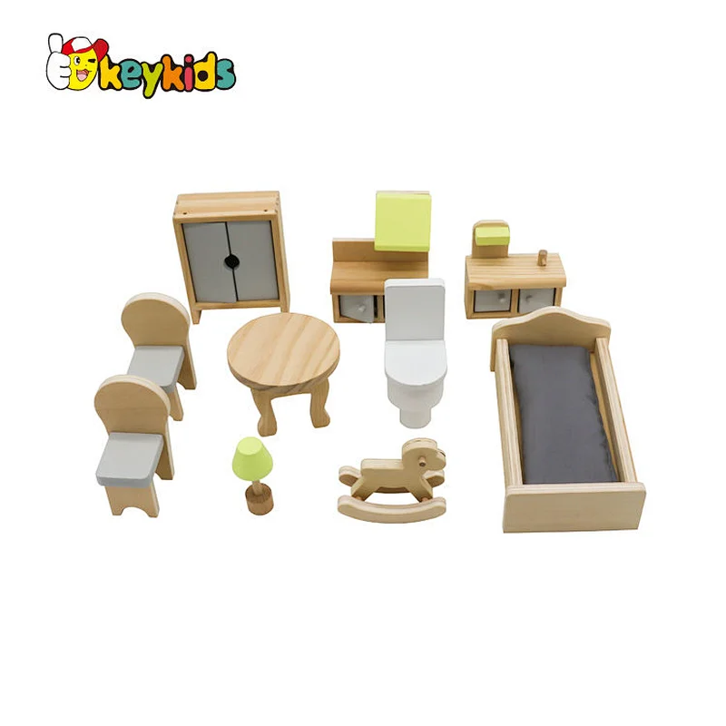 New Arrival 3 floors baby pretend role play wooden doll house for girls 3+ W06A393