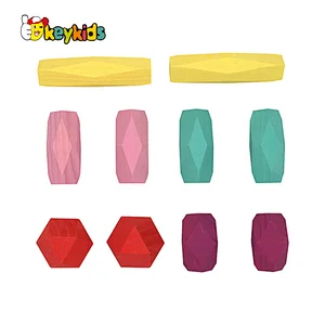 Montessori Educational Building Block Toys Wooden Colored Stacking Stones for Kids W13E238