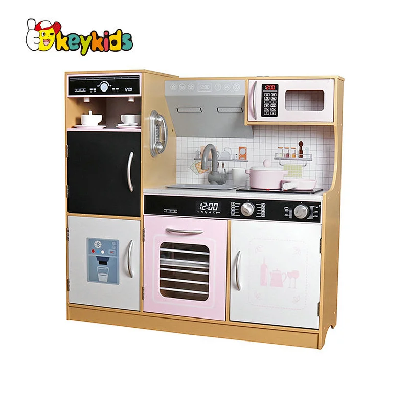 New design simulation real cooking toy wooden kitchen play set for kids W10C718D