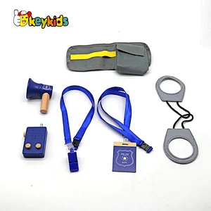 New hottest pretend play set wooden police toy set for kids W10D538