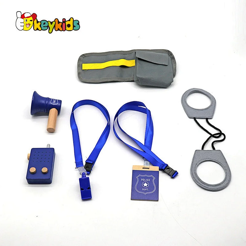 New hottest pretend play set wooden police toy set for kids W10D538