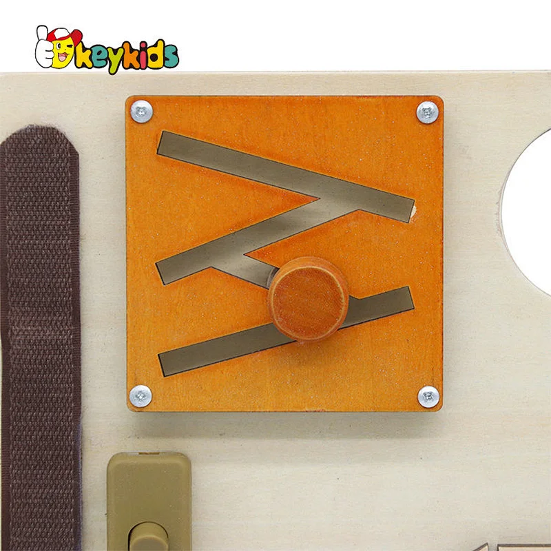 Handmade Montessori education wooden buckle up toys busy board for kids W12D400