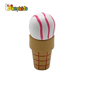 Customize kids pretend paly wooden ice cream toy set with cashier count W10A156