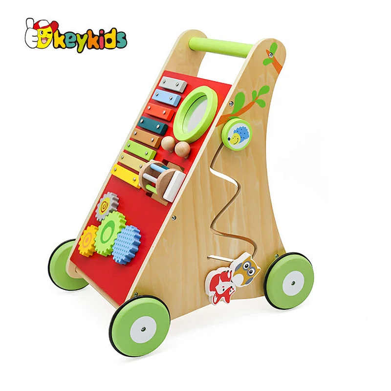 New design activity play wooden push along walker toy for baby W16E148