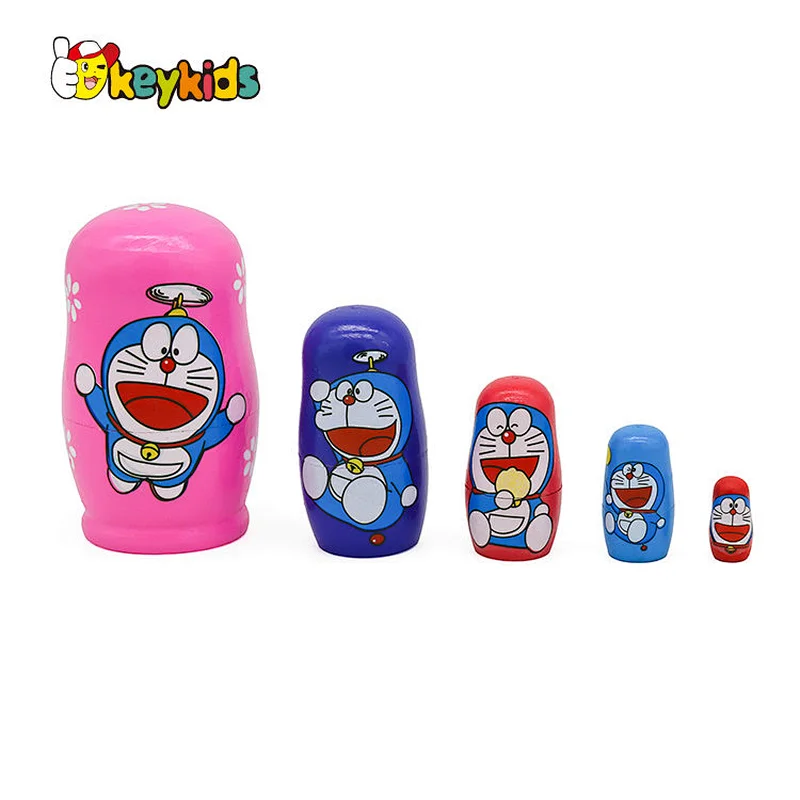Hot selling hand paint 5 PCS russian dolls Matryoshka wooden nesting russia doll toy for children W06D156
