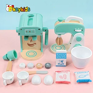 Customize kids 2 in 1 wooden coffee machine toy and blender for wholesale W10D505
