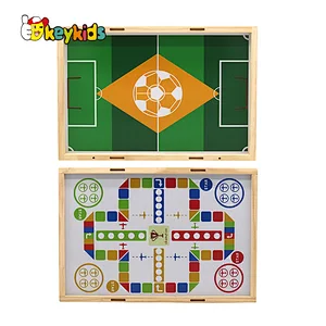 2 in 1 Indoor mini soccer table wooden football table game and chess board for kids W01A471