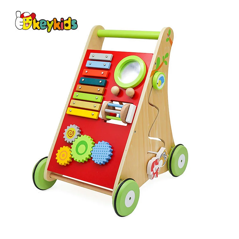 New design activity play wooden push along walker toy for baby W16E148