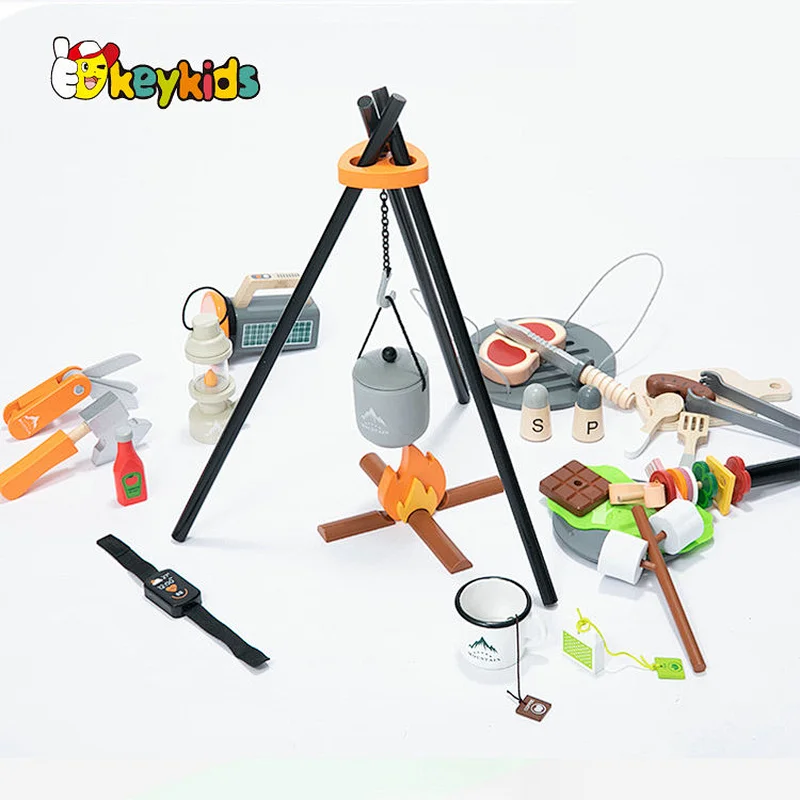 New hottest role play game wooden camping bbq set toy for kids W10D503