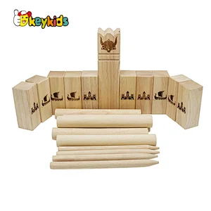 wholesale rubber wood kubb game set wooden kubb lawn game for adults W01D055