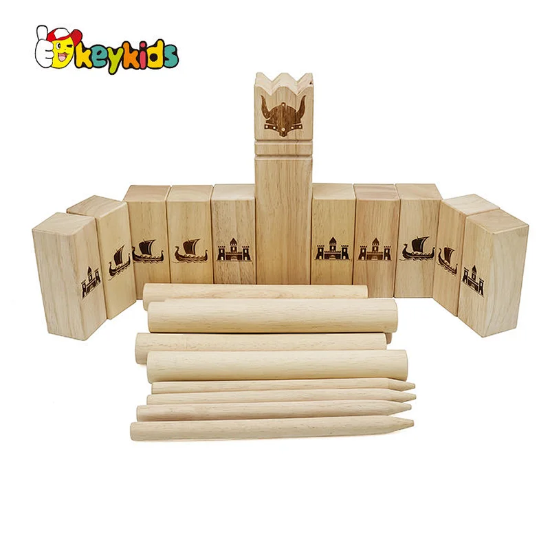 wholesale rubber wood kubb game set wooden kubb lawn game for adults W01D055