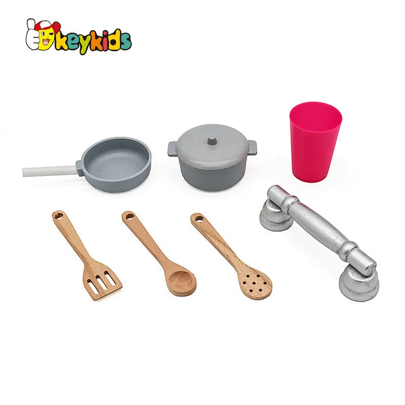 Best sale realistic play set wooden white play kitchen for children W10C409