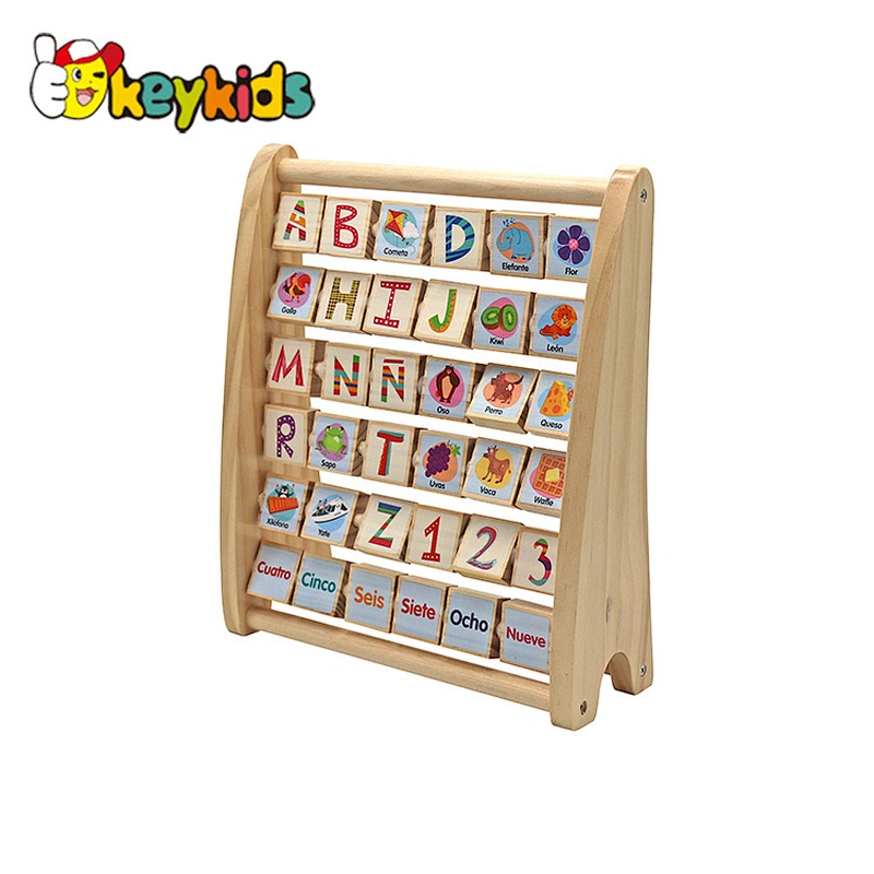 Educational Stacking Blocks Balancing Game Wooden Animal Pulling Cart For Kids W05C154