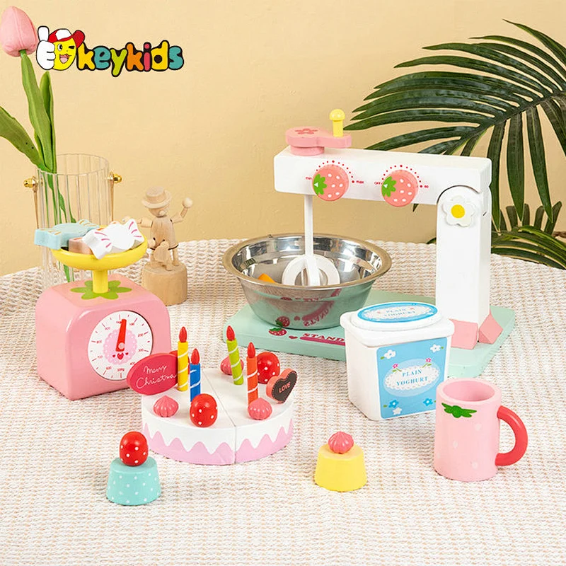Funny early educational pretend play wooden bake cake toy for kids W10D497