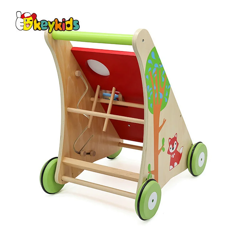New design activity play wooden push along walker toy for baby W16E148