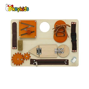 Handmade Montessori education wooden buckle up toys busy board for kids W12D400