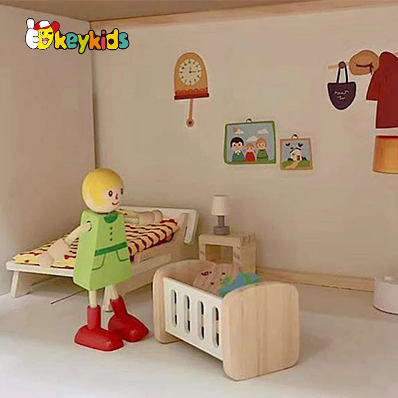 2022 New design princess wooden led dollhouse with lift W06A489