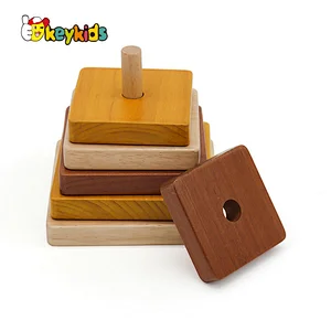 Top sale educational stacking game wooden baby blocks for wholesale W13D217B