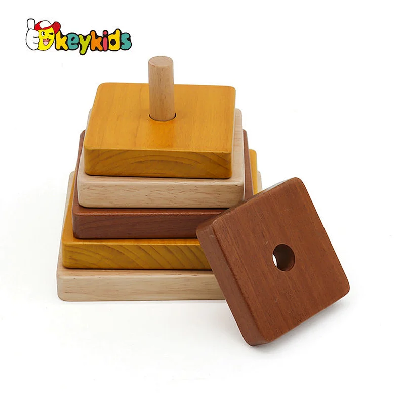 Top sale educational stacking game wooden baby blocks for wholesale W13D217B