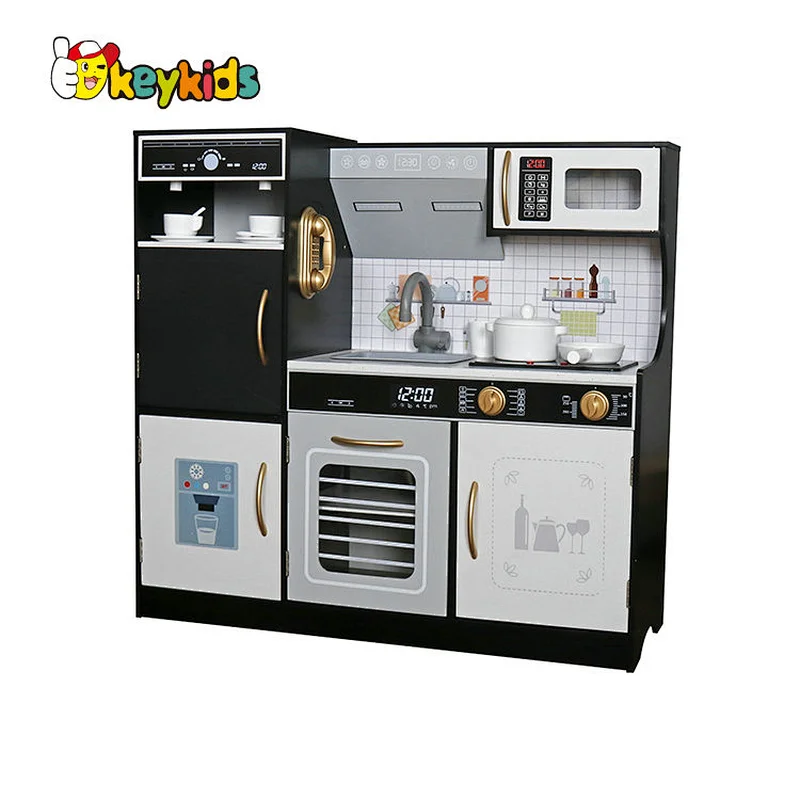 Pretend play cooking toy set big wooden kitchen toys with refrigerator W10C718B