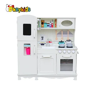 Best sale realistic play set wooden white play kitchen for children W10C409