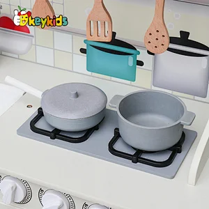 Best sale realistic play set wooden white play kitchen for children W10C409