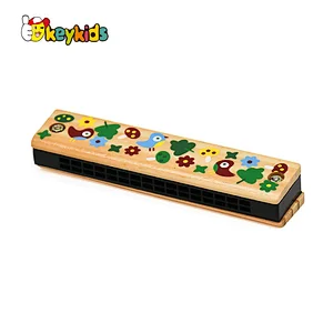 2022 wholesale educational wooden musical instrument harmonica toy for kids W07E019