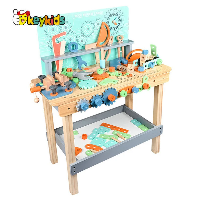Funny Construction Engineer wooden toy tool bench for kids W03D194