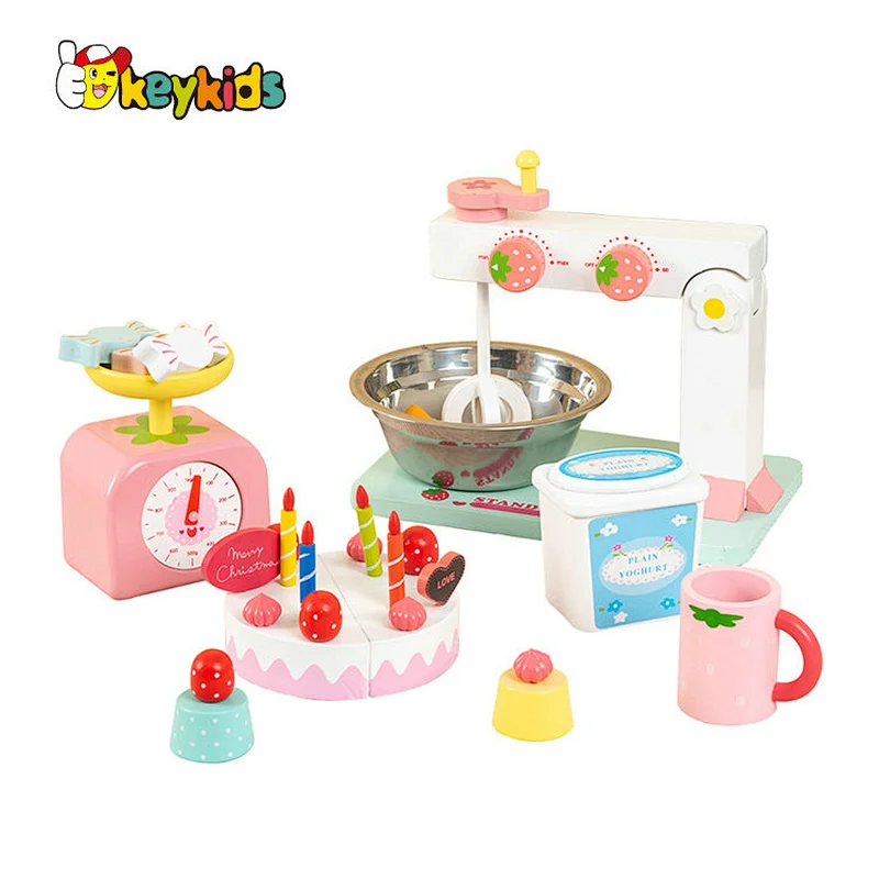 Funny early educational pretend play wooden bake cake toy for kids W10D497