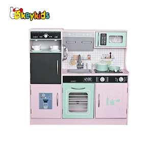 New design cooking toy set wooden play kitchen set with coffee maker W10C718C