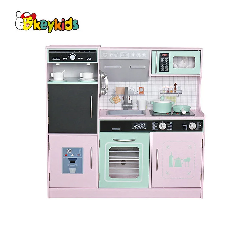 New design cooking toy set wooden play kitchen set with coffee maker W10C718C