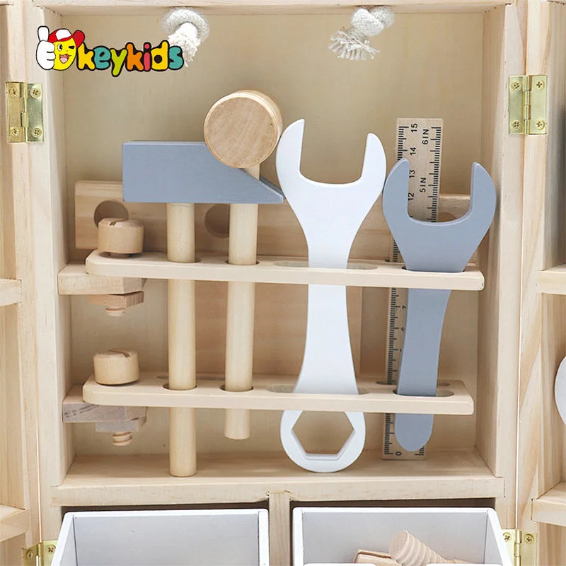 Hot selling children educational teaching aids wooden toolbox toy for girls boys W03D103C