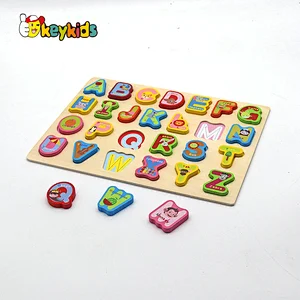 Customize educational sorting wooden alphabet matching puzzle for children W14B155