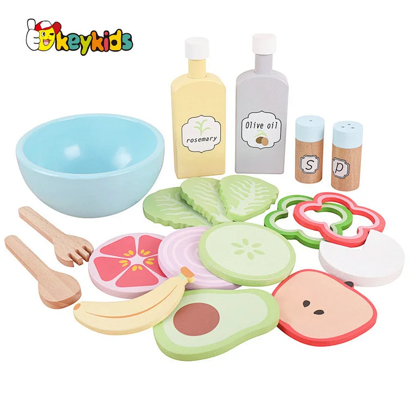 Funny simulation play wooden salad maker toy for children W10D499