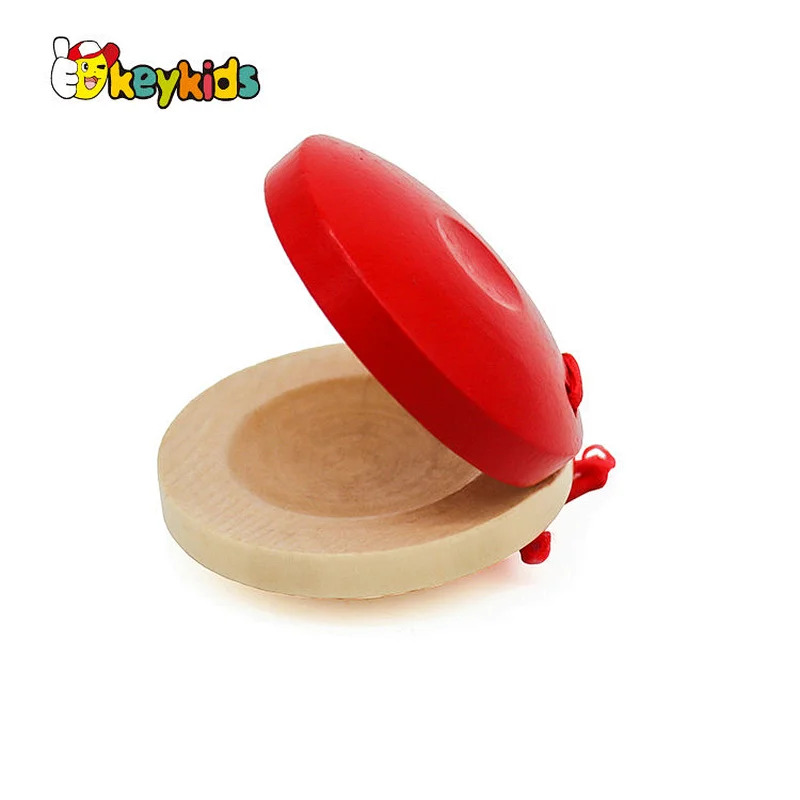 High quality educational percussion instrument wooden baby handle castanet clapping for wholesale W07I166