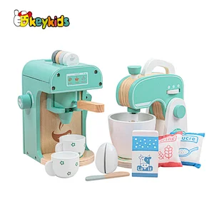 Customize kids 2 in 1 wooden coffee machine toy and blender for wholesale W10D505