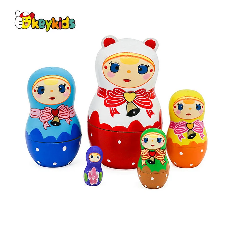 Hot selling hand paint 5 PCS russian dolls Matryoshka wooden nesting russia doll toy for children W06D156
