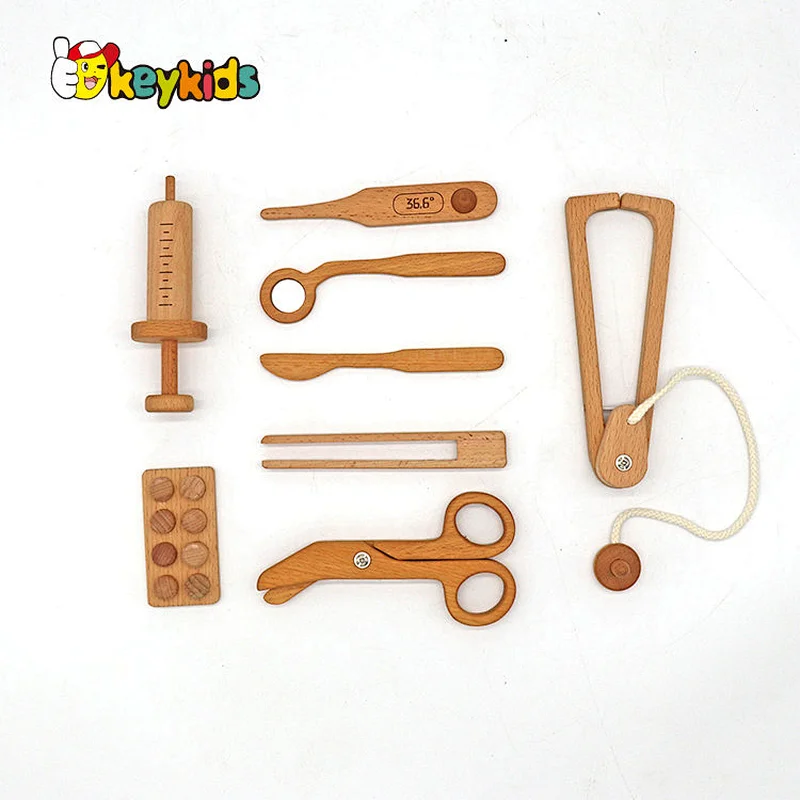 Wooden educational doctor medical pretend toy dentist kit for toddlers W10D540