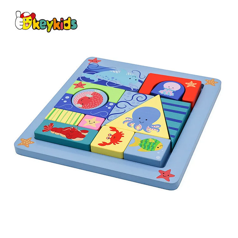 2022 Customize educational learning wooden block puzzle game for children W14A238