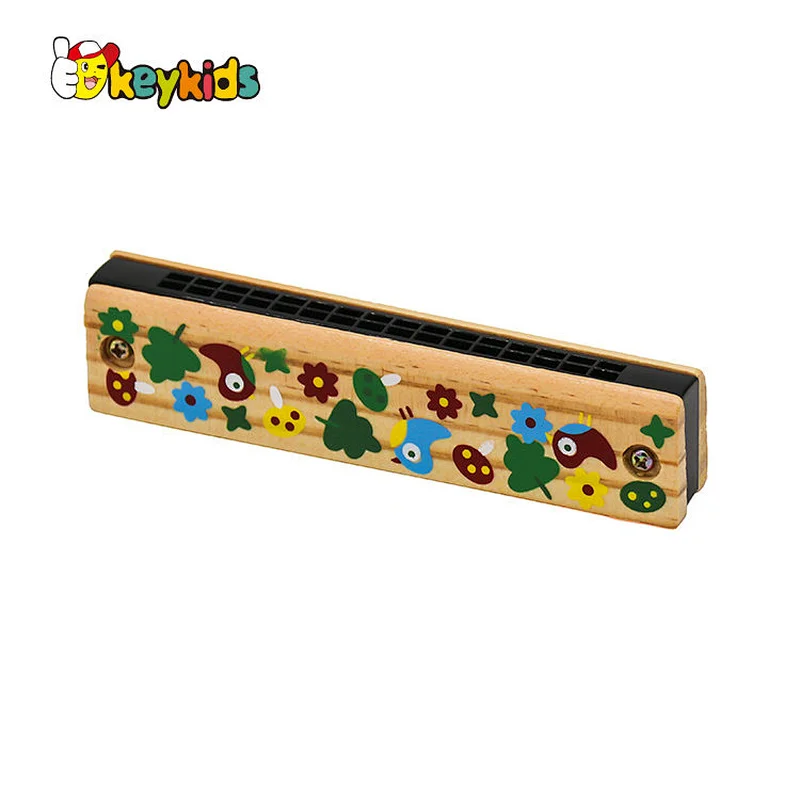 2022 wholesale educational wooden musical instrument harmonica toy for kids W07E019