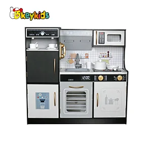 Pretend play cooking toy set big wooden kitchen toys with refrigerator W10C718B