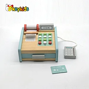 Simulation pretend play cash calculator toys supermarket wooden toy cash registers for kids W10A158