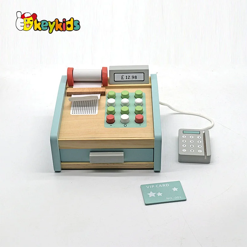 Simulation pretend play cash calculator toys supermarket wooden toy cash registers for kids W10A158