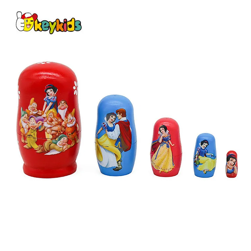 Hot selling hand paint 5 PCS russian dolls Matryoshka wooden nesting russia doll toy for children W06D156