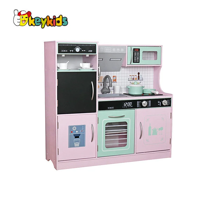 New design cooking toy set wooden play kitchen set with coffee maker W10C718C
